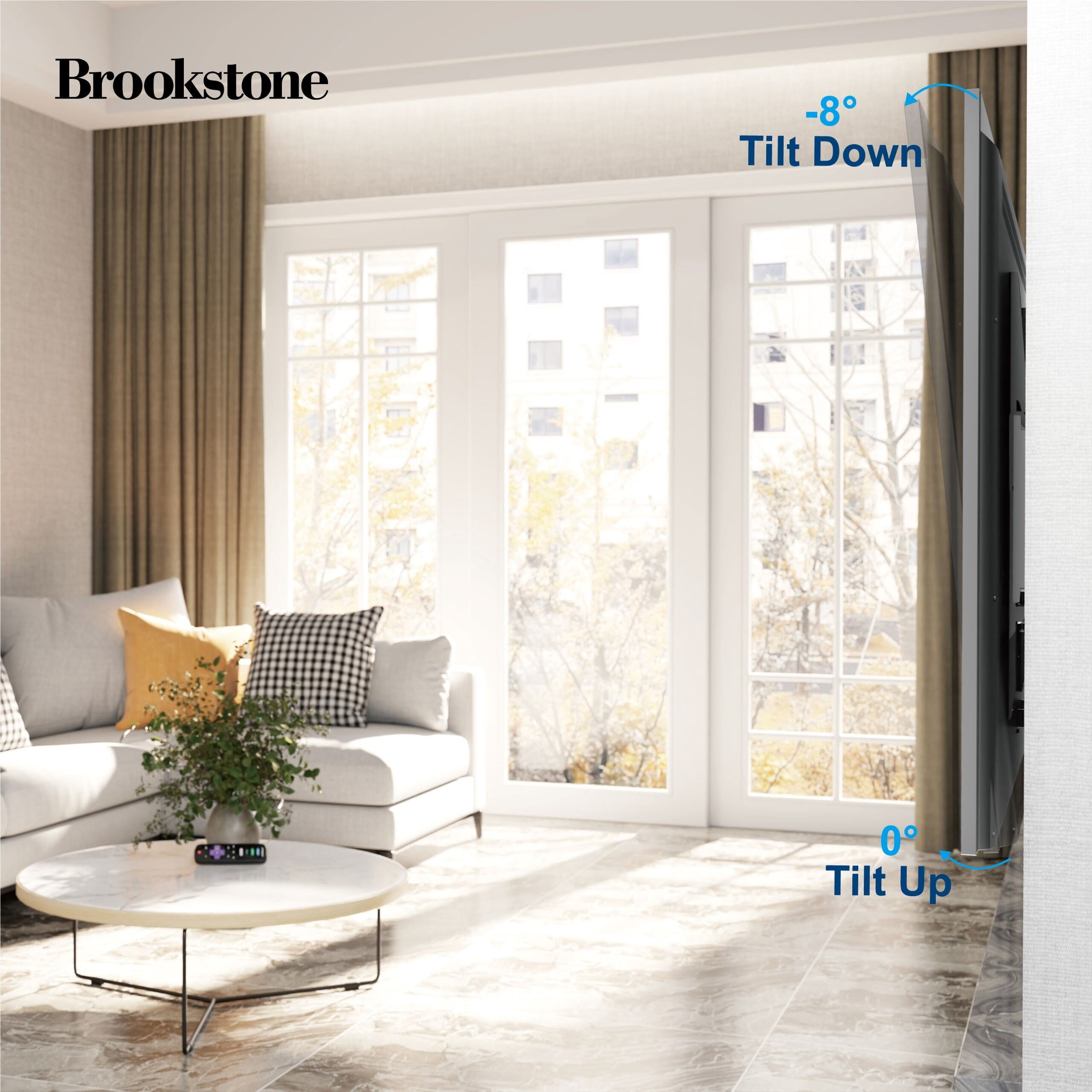Brookstone Tilt Wall Mount for 36″–70″ TVs, 0.81″ Low Profile, 77 lbs Capacity
