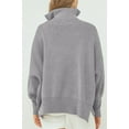 thumbnail image 4 of Solid Color Long Sleeve Women Zipper Sweater Casual Knit Pullover Jumper, 4 of 4