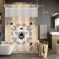 thumbnail image 3 of Vintage Crown Bee No Hook Shower Curtain with Snap in Liner Classical Floral Texture Orange Green Ombre Waterproof Bathroom Shower Curtain with See Through Top Window for Bathtub 72" x 84", 3 of 9