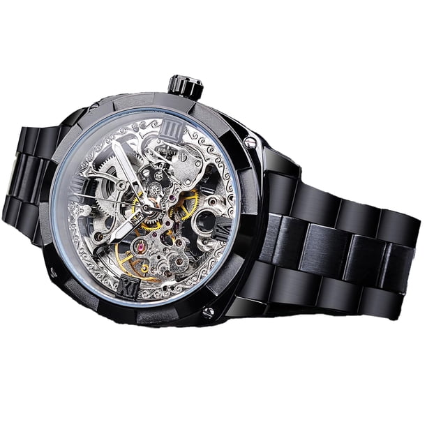 Reloj mecánico automático FORSINING para hombre con correa de acero inoxidable de moda