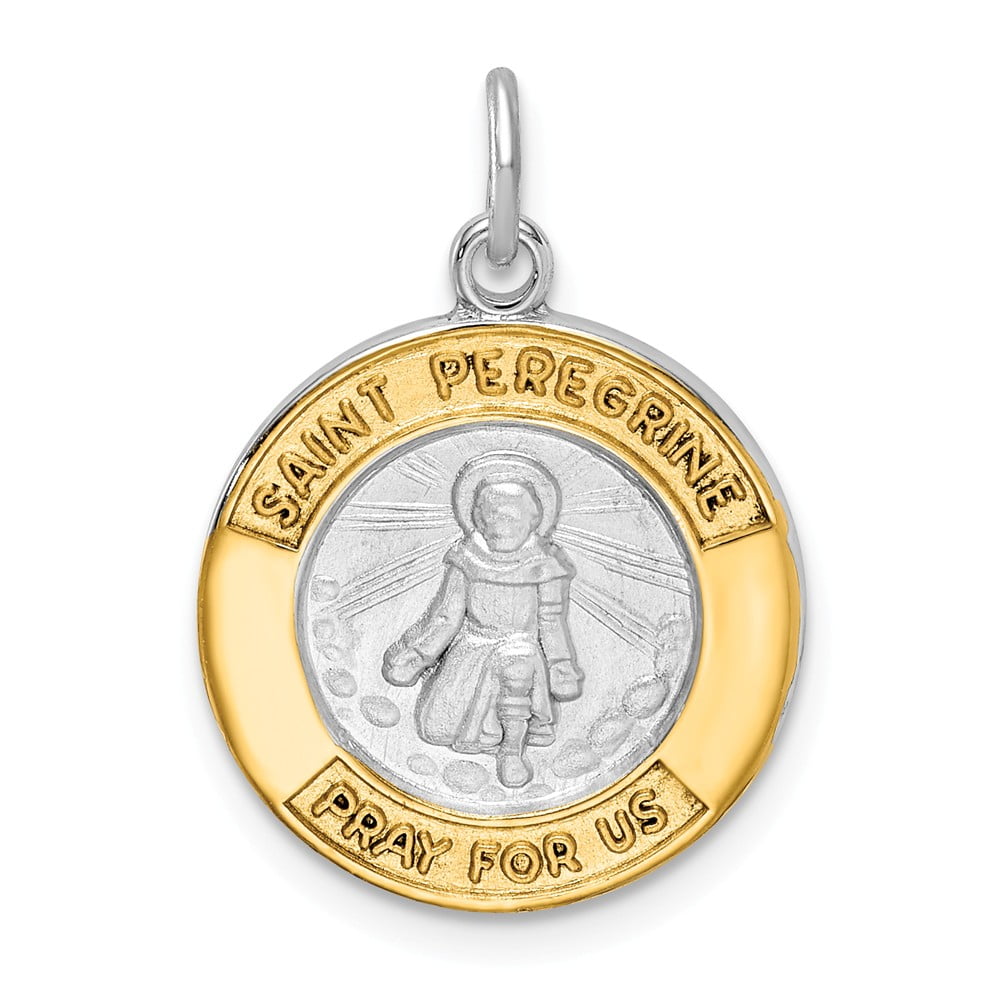 Peregrine Medals Gold Plated St Peregrine Pendant Including 24 Inch Necklace St