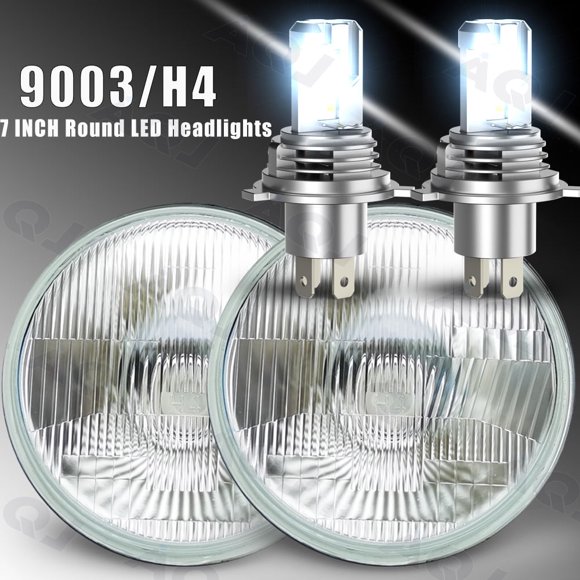 AQJ For 1969-1978 Ford F100 F150 F250 Pair 7inch Round LED Headlights High Low Beam
