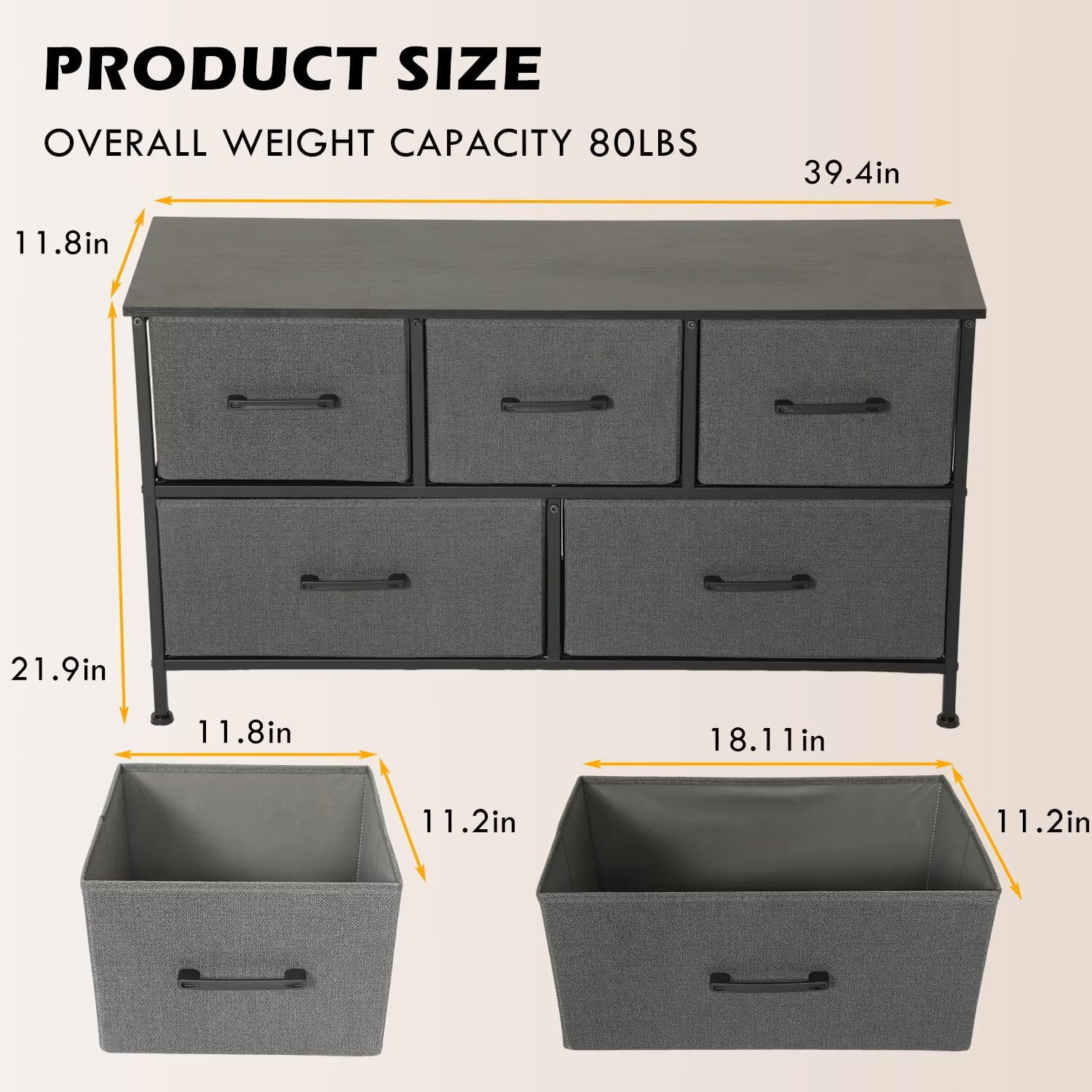YRLLENSDAN,Small Dresser for Closet, Dressers for Women Bedroom, Bedroom Dressers with Drawers,Storage Drawer, Plastic Dressers, Wood Top, Grey