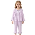 thumbnail image 4 of SJLDQY Girls Cute Pajamas Ruffled Long Sleeve with Pants Pj Sets Casual Sleepwear Comfy Loungewear, 4 of 5