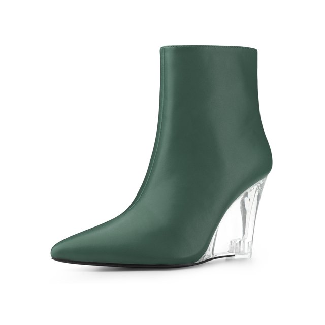 Unique Bargains Bottines à Talons Compensés Pointus pour Femmes Vert Foncé (Taille 11)