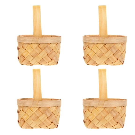 4 Pcs Picnic Basket Wooden Baskets Storage Valentines Gifts Empty Hand Woven Baby