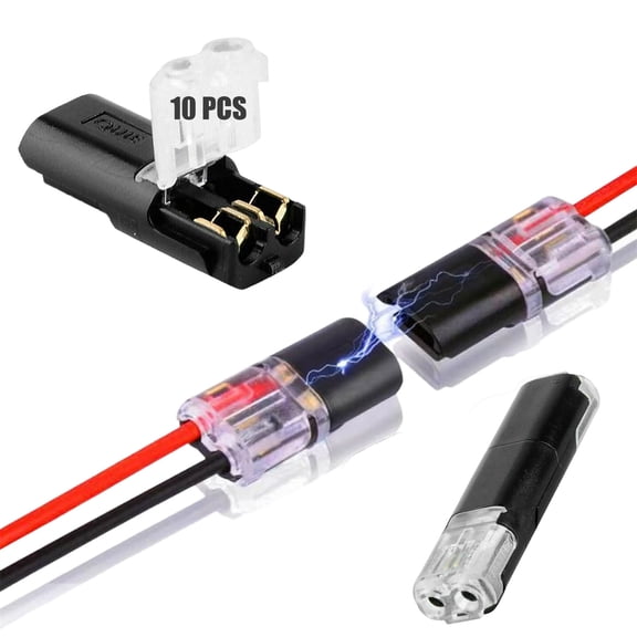 Double-Wire Plug-In Connector Led Light Strip Connectors 2 Pin, Double Wire Plug Connector with Locking Buckle, Quick Splice Wire Wiring Connector for AWG 22-18