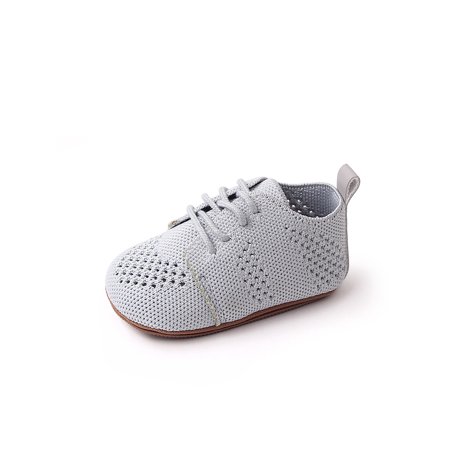 

Colisha Toddler Kids Moccasin Shoe Mesh Crib Shoes Lace Up Flats Walking Casual Sneakers First Walkers Gray 6-12 months