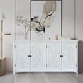 thumbnail image 3 of AENKYO 60" Vintage Accent Cabinet with Carved Doors, Adjustable Shelves, Entryway Sideboard Buffet Cabinet, Antique White, 3 of 9