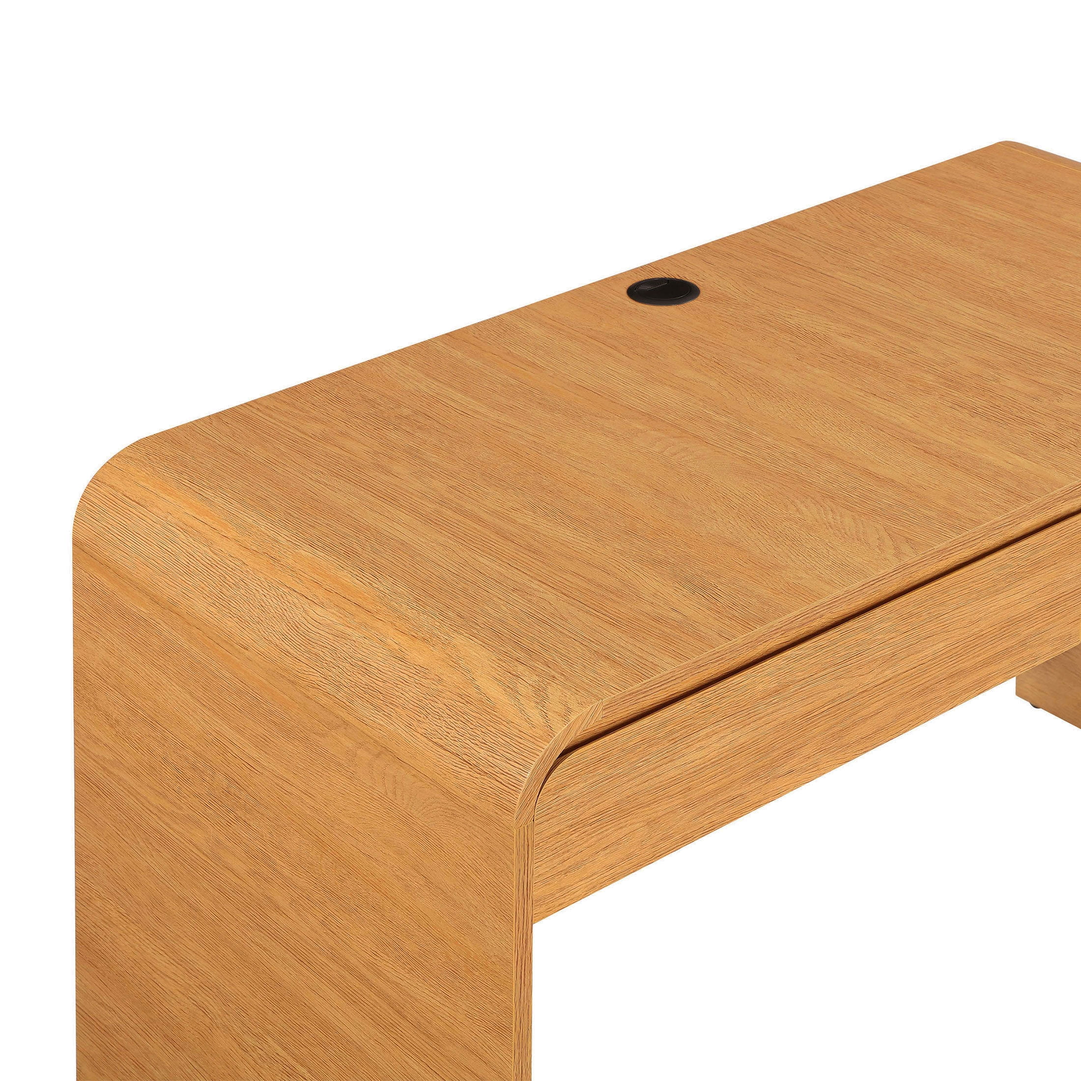 Better Homes & Gardens Juliet Curved Desk with Storage, Light Honey Finish