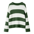 thumbnail image 4 of Arlun Oversized Striped Color Block Cozy Knitted Sweaters for Women Loose Crew Neck Long Sleeve Drop Shoulder Pullover Sweater 2026 Winter Spring Fashion Outfits Army Green XL, 4 of 4