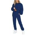 thumbnail image 1 of Innerwin Two Piece Outfit Drawstring Women Jogger Set Sports Long Sleeve Beam Foot Sweatsuits Blue M, 1 of 8