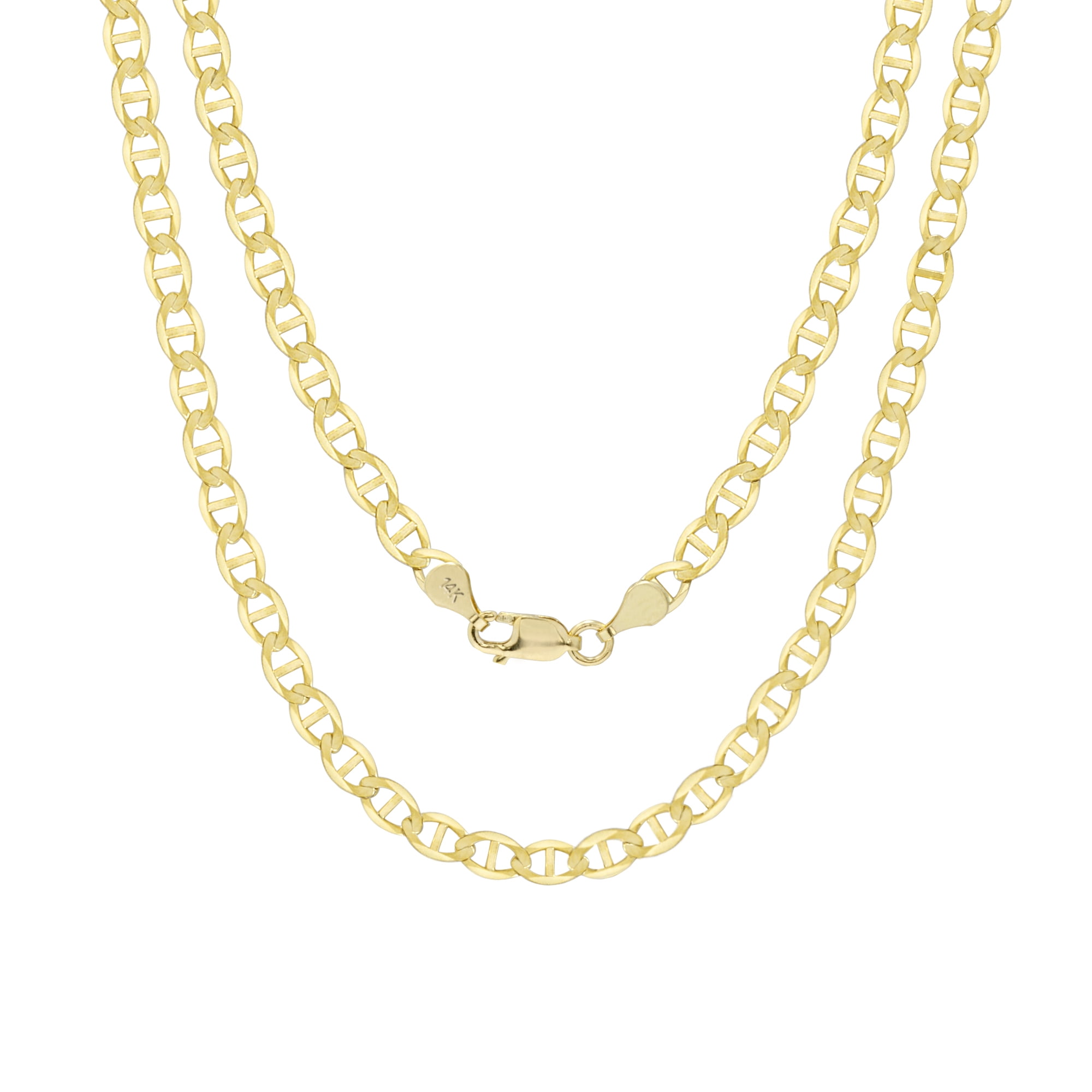 Unisex 14k Solid Yellow Gold 1.5 MM 18" Anchor Mariner Link Chain Necklace 