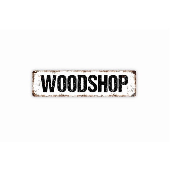 Woodshop Sign - Woodworking Hobby Garage Shop Carpentry Rustic Street Metal Aluminum Sign or Door Name Plate Plaque - Size: 16 x 4 Inches