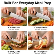Knife Set with Block and Sharpener, High Carbon Stainless Steel Chef Knife block Set for Kitchen(15 PCS Pro Black)