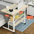 thumbnail image 4 of Leadrop Computer Desk Height Adjustable Sturdy Construction Spacious Desktop with Casters Easy Movement Laptop Desk Table Office Mobility Workstation Office Supplies, 4 of 11