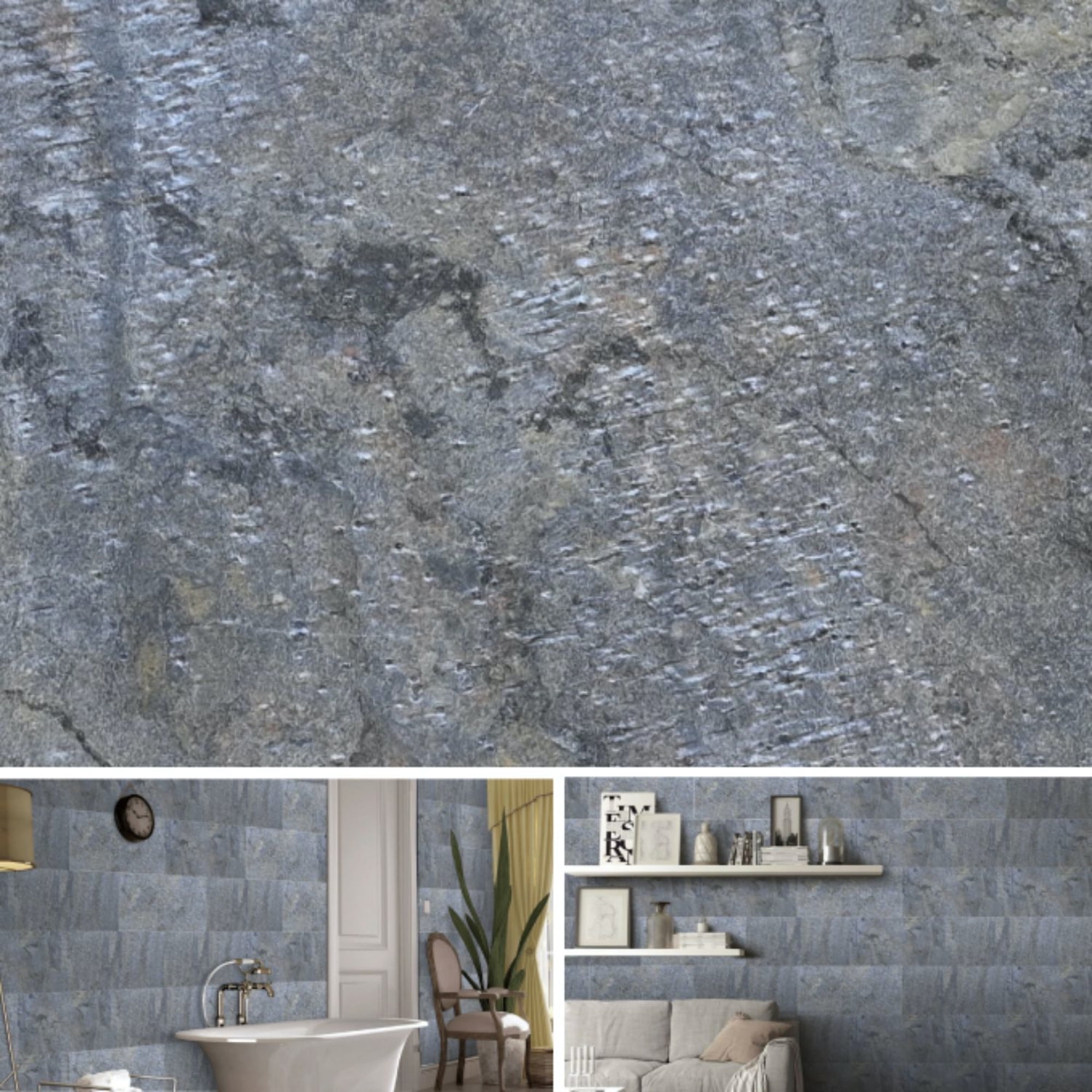 Dundee Deco Veneer Wall Panels, Peel and Stick DIY Slate Stone Finish Tiles for Wall or Backsplash, Made with Real Stone in Dazzle Green, Set of 5, Covers 9.5 sq ft