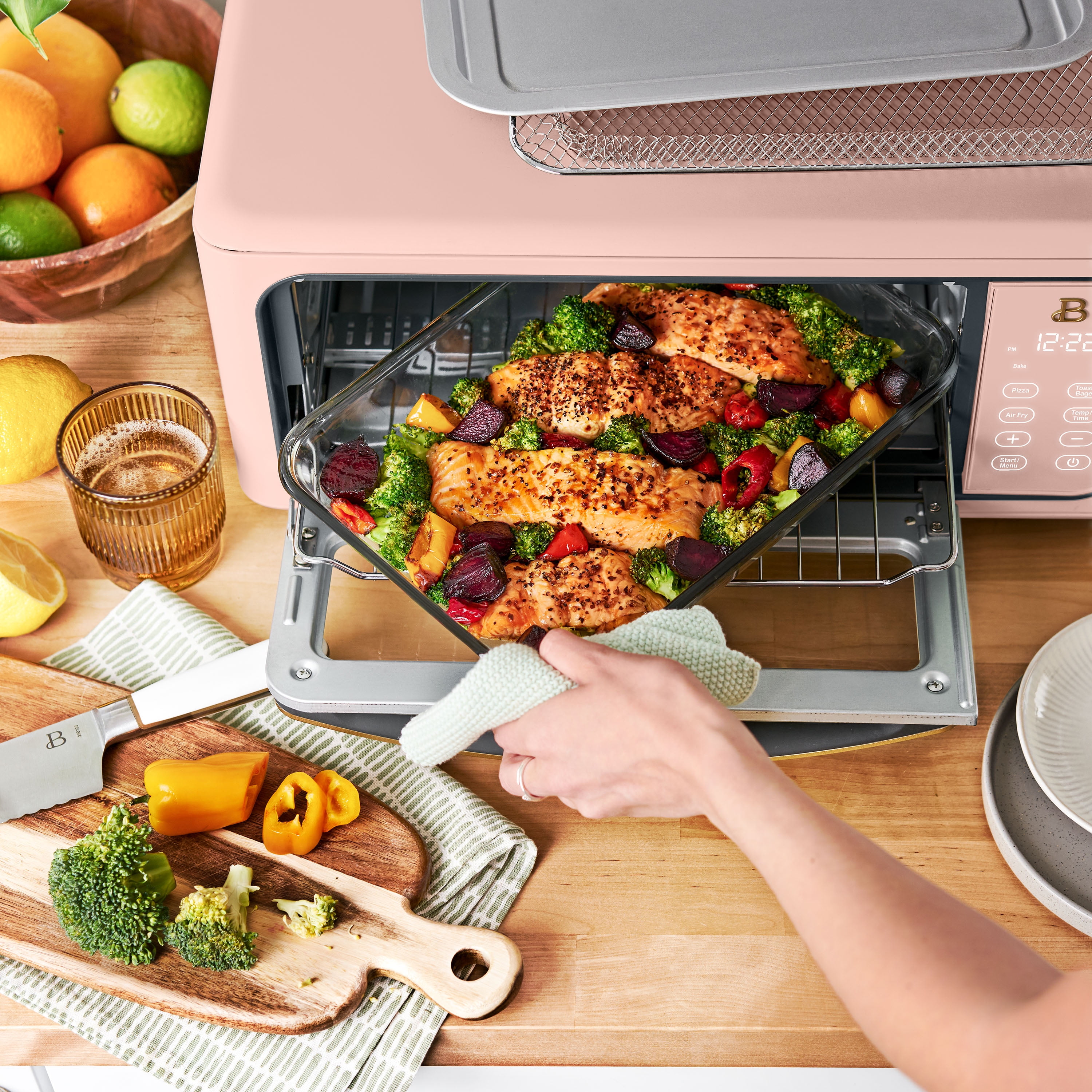Beautiful Infrared Air Fry Toaster Oven, 9-Slice, 1800 W, Rose by Drew Barrymore