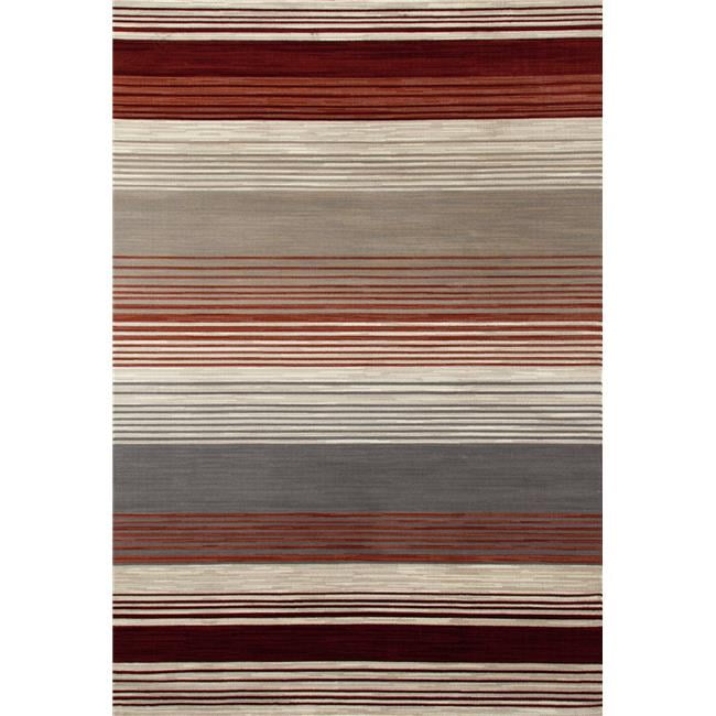 841864107838 Tapis d'Art 7 x 10 Pi. Collection Bastille Tapis de Zone Tissé à Rayures Chinées, Rouge