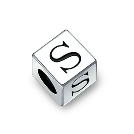 Bling Jewelry 925 Sterling Silver Block Letter S Pandora Compatible Charm