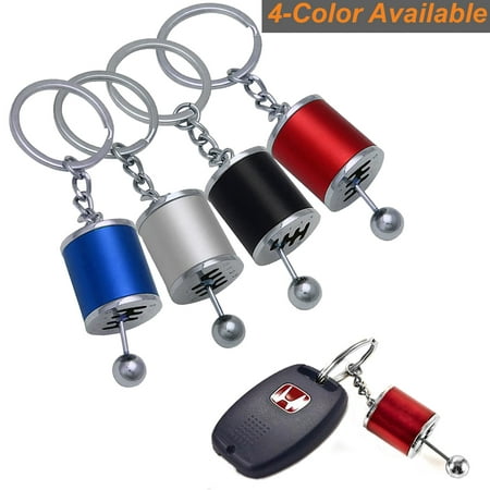 Xotic Tech Metal Gear Shift Knob Stick Box Shifter 6-Speed Keychain Fob Ring for all Keys-Red