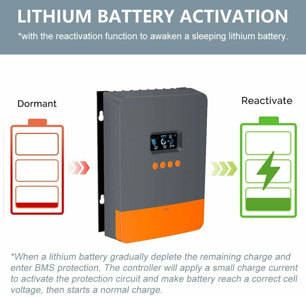 60A MPPT Solar Panel Battery Charge Controller 12V/24V/36V/48V LCD Regulator
