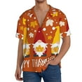 thumbnail image 3 of KLL Happy Thanksgiving Three Gnomes Print Men's Shirt Short Sleeve Button Down Summer Cuba Beach Shirts- X-Large, 3 of 7
