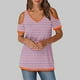 thumbnail image 2 of Tops de Algodón para Mujeres Tira Impresa Manga Corta Cuello en V Fuera Del Hombro, Top de Moda para el Uso Diario, 2 of 9