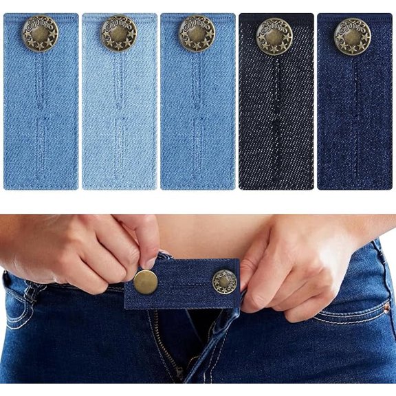 5 Pcs Denim Pants Extender,Maternity Jeans,Jeans Button Extender,Fit for Pants Jeans Trousers Skirt Adjustable Waistband Extender,with Metal for Women Men(5 Colors)