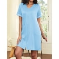 thumbnail image 2 of Ekouaer Women Zipper Robes Short Sleeves Housecoat Lightweight Bathrobes Zip Up Robe Casual Nightgown with Pockets, 2 of 6