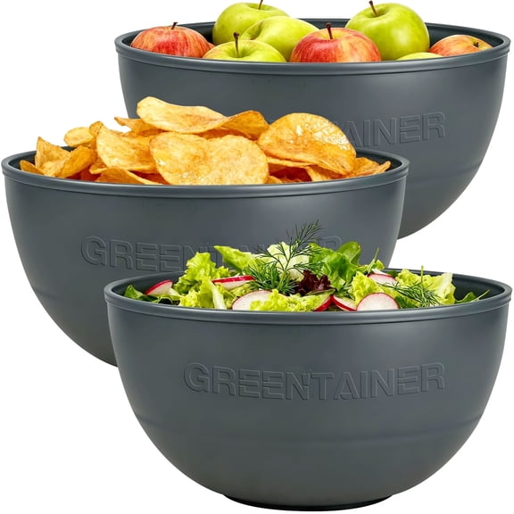 Greentainer 135oz Large Serving Bowl Set of 3, BPA-Free Plastic Bowls for Salad, Mixing & Party, Microwave & Dishwasher Safe