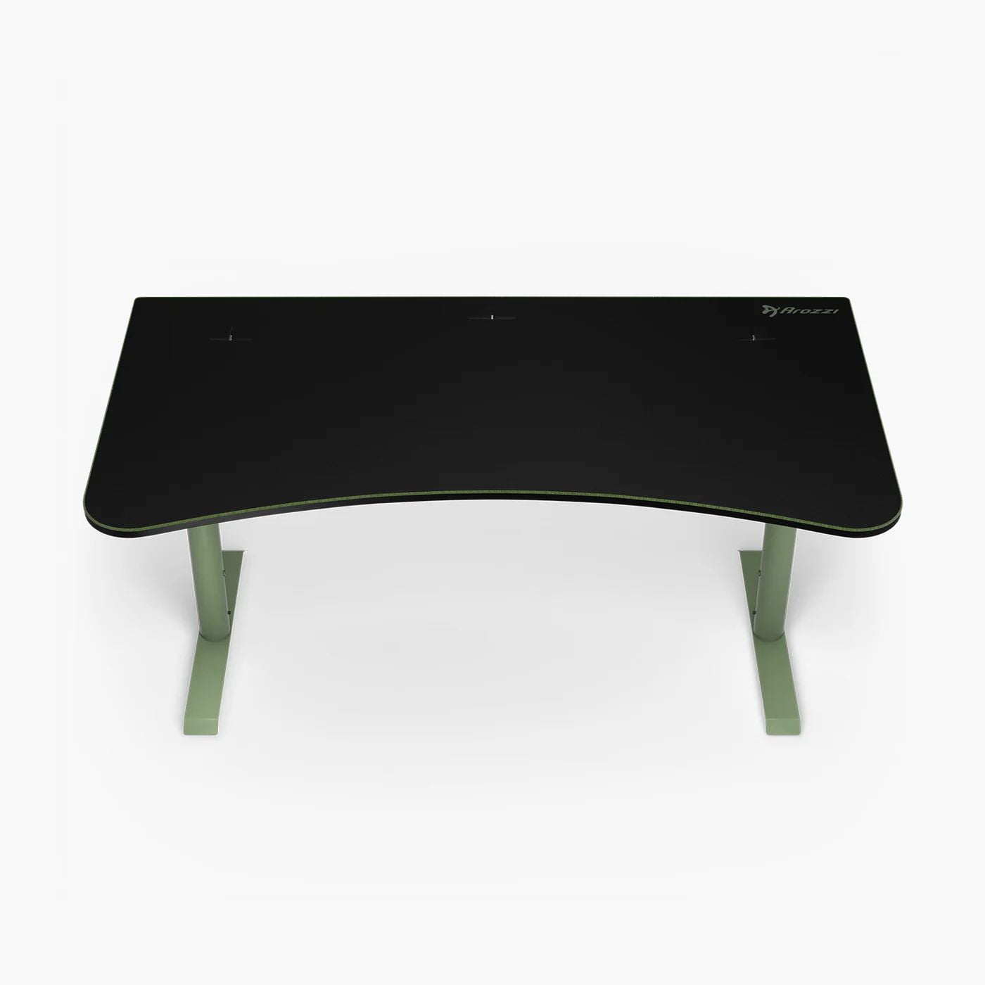 Arozzi Arena Ultrawide Curved Gaming and Office Desk with Full Surface Water Resistant Desk Mat with 3 Custom Monitor Mount Cut Outs and Under The Desk Cable Management Netting - Forest Green