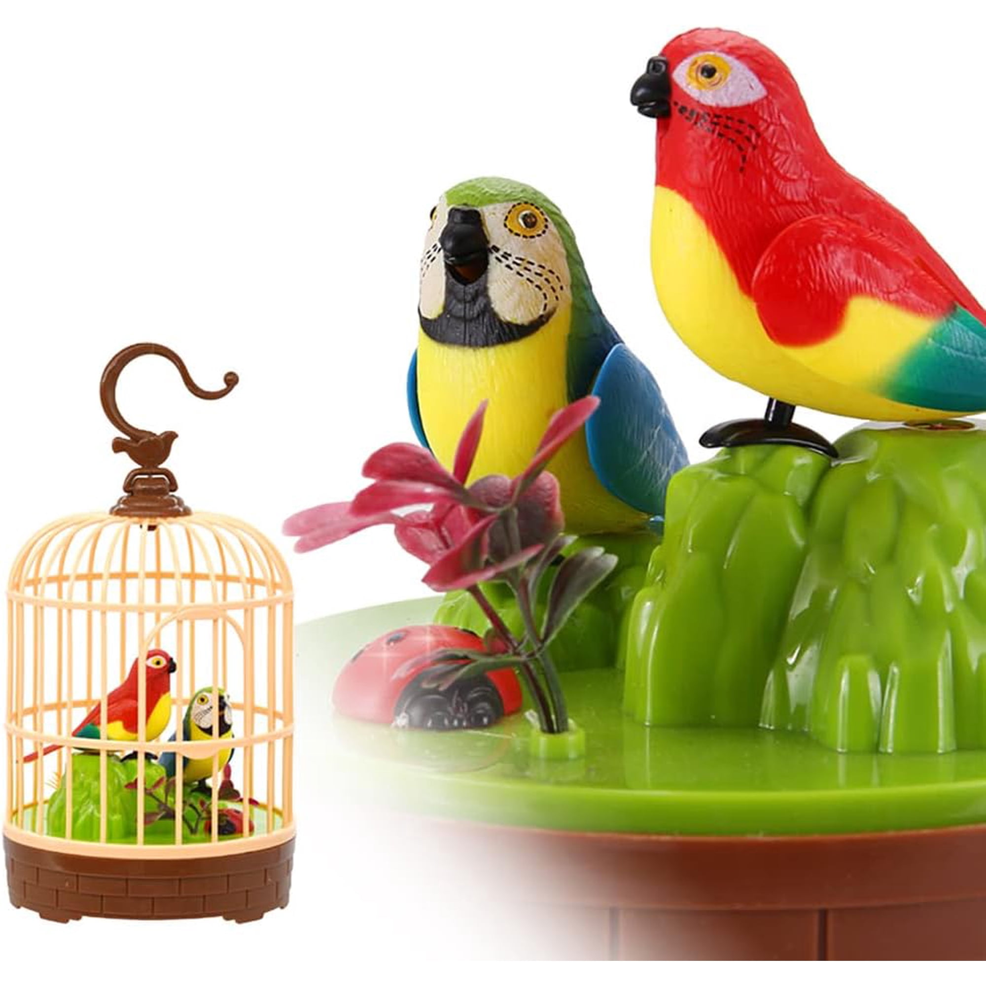 Voice-Activated Induction Birdcage Toy, Talking Chirping Fluttering Parrot Birds Toy