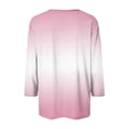 thumbnail image 4 of Womens' Fashion 3/4 Sleeve Plus Size Shirts Tops Printed Loose T-shirt Blouse Round Neck Buttons Tops Gifts for Womens, 4 of 5