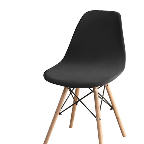 Soft Velvet Shell Chair Cover Solid Color Elastic Bar Chair Slipcover Armless Washable Chair Seat Cover For Hotel-black