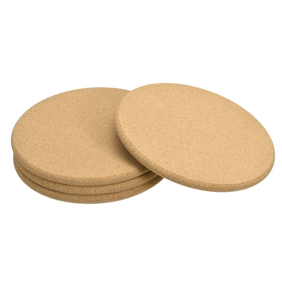 Uxcell 4Pack Cork Coasters, 180mm/7" Round Wooden Drink Coaster 10mm Thick Absorbent Heat Resistant Cork Trivet