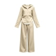 thumbnail image 2 of LNMQLPDBS Toddler Girls Curved Hem Sweatsuit Set Kids Relaxed Wide Leg Outfit Teen Casual 2 Piece Activewear Tween Layered Zip Up Hoodie and Pants for School Daily Wear, 2 of 4