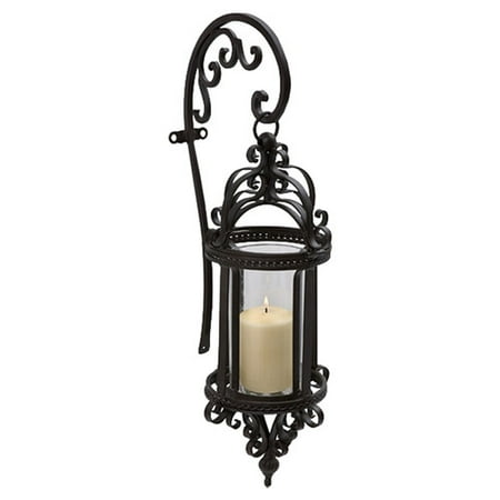 Wrought Iron Wall Hanging - Darby Home Co Hattie Wrought Iron and Glass Hanging Wall Lantern