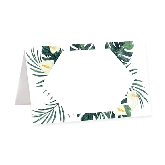 Koyal Wholesale Tropical Geometric Monstera Palms Table Tent Place Cards for Wedding Party Tables, 56 Pack