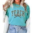 thumbnail image 3 of Teach Camo Varsity T-Shirt for Women - Coquette Bow Graphic Tee - Camouflage Teacher Shirt Seafoam Shirt Adult X-Large, 3 of 7