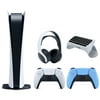 Sony Playstation 5 Digital Edition Console with Extra Blue Controller, White PULSE 3D Headset and Surge QuickType 2.0 Wireless PS5 Controller Keypad Bundle