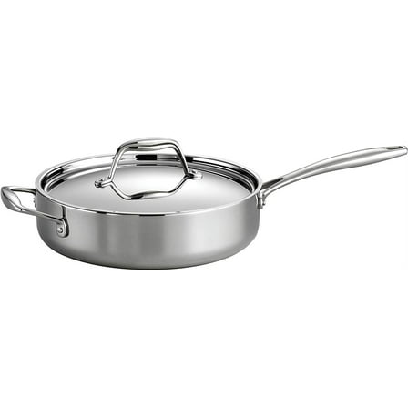 Signature Tri-Ply Clad Stainless Steel 3-Quart Saute Pan with Lid, Induction-Ready Cooking Pan, Dishwasher-Safe, NSF-Certified, Made in Brazil