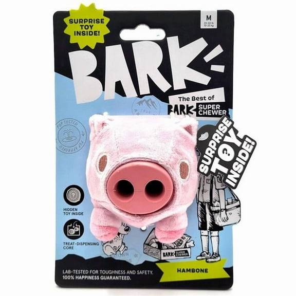 Bark Retail 111544 Super Chewer 2-in-1 Hambone Pig Durable Treat Dispensing Dog Toy - Medium