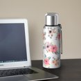 thumbnail image 5 of Floral 20oz Stainless Steel Thermal Bottle with Tea Filter and Cup Lid, Vacuum Insulated Coffee Mug with 316L Inner Liner, Leakproof Travel Thermos for Office,Thanksgiving,Christmas, Spring,Flower, 5 of 6