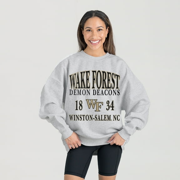 Women's Gameday Couture Ash Wake Forest Demon Deacons Premium Fleece Pullover Sweatshirt