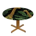 thumbnail image 3 of WYYP Outdoor Picnic Camping and Indoor Kitchen Dining Party Leopard Tropical Jungle Cheetah Palm Leaves Plant Leaf Round Tablecloth White, 3 of 8