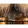 thumbnail image 2 of Setboun, Michel 24x19 Black Ornate Wood Framed with Double Matting Museum Art Print Titled - Fireworks on Manhattan, NYC, 2 of 4