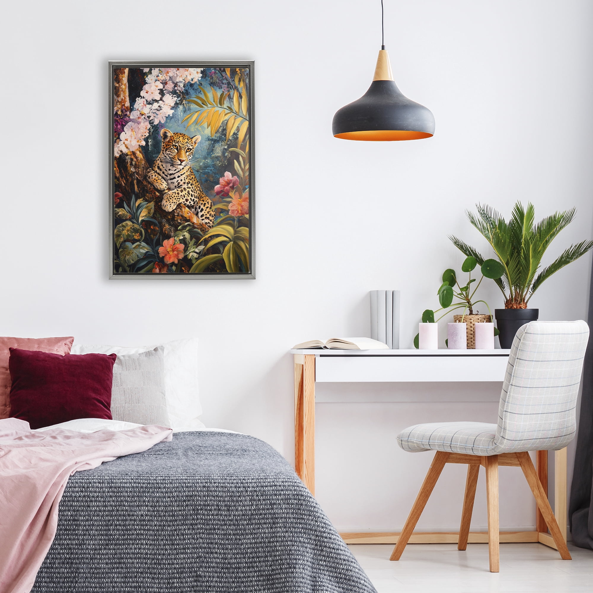 Stupell Industries On The Wild Side Botanicals Gray Framed Floater Canvas Wall Art, design by Petal Prints Design