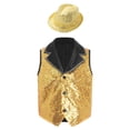 thumbnail image 4 of iiniim Boys Show Outfit Sequin Vest Hat Set For Dance Party Themed Celebration Gear Performance Top Gold 14, 4 of 7