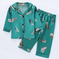thumbnail image 2 of HAYIMI Boys Cartoon Print Pajama Comfortable Sleepwear Loungewear Kids Home Wear Soft Nightwear Long Sleeve Lapel Button Shirts Blouse Tops With Pants Homewear, 3-4 Years, 2 of 7